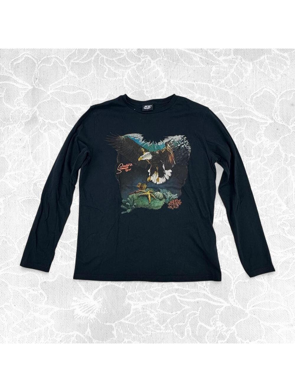 55DSL by Diesel Vintage Black Long Sleeve Shirt with Eagle Graphic - Large
